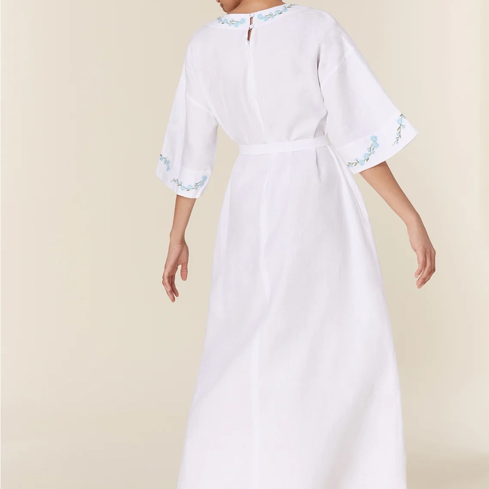 NWT Fanm Mon x Andie Linen Kepez Kaftan Dress White Breezy Resort Wear - Picture 9 of 14